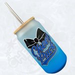 Glas 18oz transulent blau - Cheer Pack Design Schleife